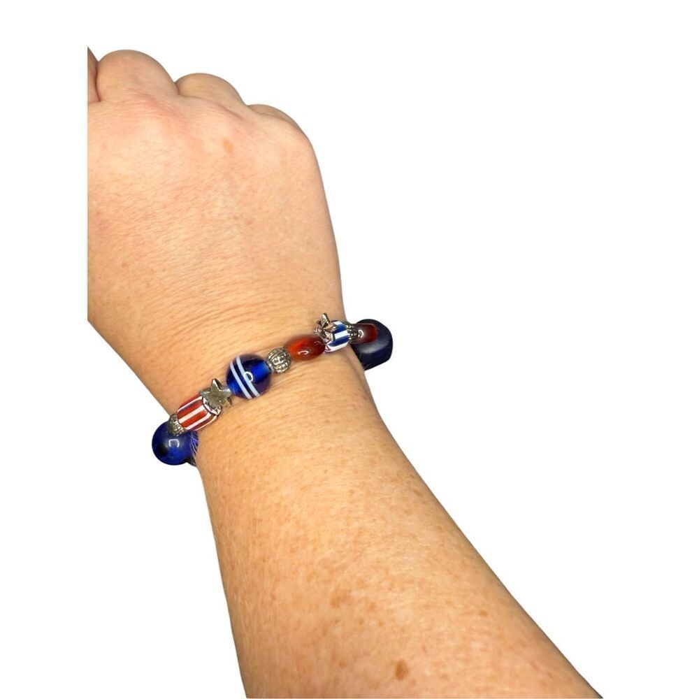 Boutique Red White and Blue Americana elastic bracelet